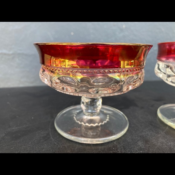 Art Glass King’s Crown Ruby Flash Dessert Dishes - Picture 8 of 12